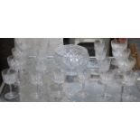 THREE SETS OF SIX STUART CRYSTAL STEMMED DRINKING GLASSES AND EDINBURGH CRYSTAL ROSE BOWL