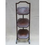 OAK THREE TIER FOLDING CAKE STAND