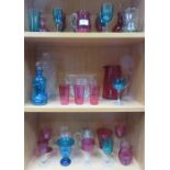 PARCEL OF MAINLY COLOURED GLASS INCLUDING CRANBERRY, ETC.