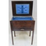 SMALL SINGLE DRAWER OAK SEWING CABINET WITH LIFT UP TOP