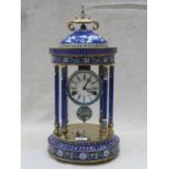 JAPANESE CLOISONNE LARGE CIRCULAR MANTLE CLOCK WITH ENAMELLED DIAL,