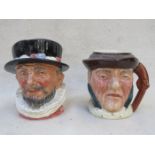 ROYAL DOULTON BEEFEATER CHARACTER JUG PLUS ONE OTHER CHARACTER JUG