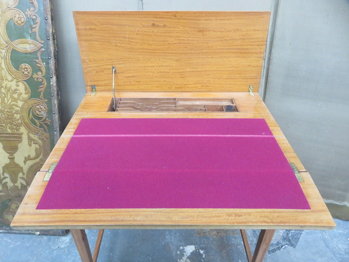 19th CENTURY INLAID SINGLE DRAWER WRITING TABLE WITH FOLD OUT TOP - Image 2 of 2