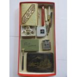SUNDRY LOT INCLUDING CIGARETTE, CHEROOT HOLDER, MOTHER OF PEARL ORIENTAL BUTTONS, WAX SEAL ETC.