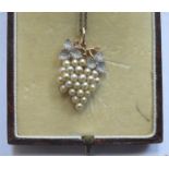 VICTORIAN YELLOW METAL PEARL SET DROP PENDANT ON CHAIN