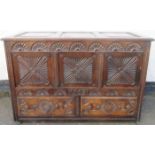 18th/19th CENTURY HEAVILY CARVED AND PANELLED COFFER