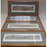 SET OF FOUR FRAMED POLYCHROME HUNTING ETCHINGS BY HENRY ALKEN
