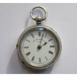 THOMAS RUSSELL HALLMARKED SILVER POCKET WATCH, BIRMINGHAM ASSAY.