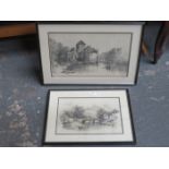 TWO IRENE JONES CHARCOAL DRAWINGS.