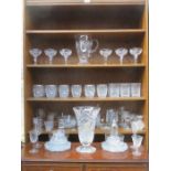 PARCEL OF GLASSWARE INCLUDING LEMONADE SET, VASES AND GLASSES, ETC.