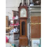EARLY 20th CENTURY MAHOGANY LONGCASE CLOCK WITH SILVER COLOURED DIAL BY SHARMIN D NEILL LIMITED,