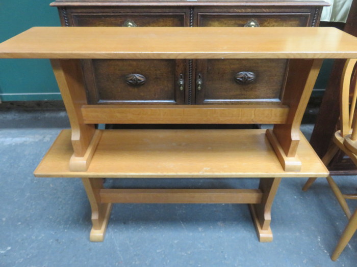 PAIR OF LIGHT OAK BENCHES