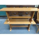 PAIR OF LIGHT OAK BENCHES