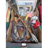 SUNDRY LOT CONTAINING PHOTO FRAMED, DAGGERS,