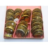 BOX CONTAINING APPROXIMATELY TWENTY-PLUS POCKET WATCH MOVEMENTS FOR SPARED AND REPAIRS,