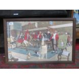 CECIL ALDIN, FRAMED PRINT- THE FALLOWFIELD HUNT- BREAKFAST AT THE THREE PIGEONS,