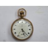 THOMAS RUSSELL & SON TEMPEST FUGIT GOLD COLOURED POCKET WATCH