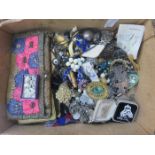 PARCEL OF COSTUME JEWELLERY INCLUDING WHITE METAL BELT WITH BUCKLE AND ALSO SMALL IVORY CARVINGS