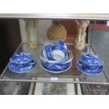 PARCEL OF BLUE AND WHITE CHINA INCLUDING WEDGWOOD FALLOW DEER, ETC.