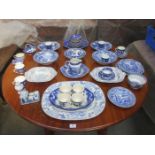 LARGE QUANTITY OF BLUE AND WHITE CHINA INCLUDING PEARLWARE ASHETTE, COPELAND ITALIAN AND ABBEY, ETC.