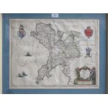 JOAN BLAEU FRAMED MAP OF CAERNARVONSHIRE,