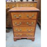 SMALL INLAID MAHOGANY CHEST OF FOUR DRAWERS (AT FAULT)