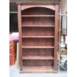LARGE STAINED PINE OPEN BOOKSHELVES