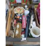 SUNDRY LOT INCLUDING WOODWORKING PLANE, CERAMICS AND DOMINOES, ETC.
