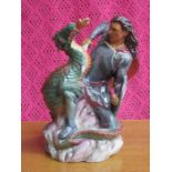 KEVIN FRANCIS LIMITED EDITION GLAZED CERAMIC FIGURE GROUP- ST GEORGE & THE DRAGON,