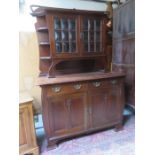 ART NOUVEAU MAHOGANY SIDEBOARD WITH ASTRAGAL GLAZED DOORS