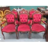 SET OF SIX (FOUR AND TWO) REPRODUCTION UPHOLSTERED DINING CHAIRS