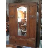 OAK SINGLE DOOR MIRRORED WARDROBE