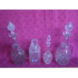 PAIR OF REGENCY STYLE CUT GLASS DECANTERS, APPROXIMATELY 35cm HIGH,