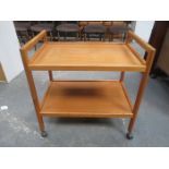 G PLAN STYLE TEAK TWO TIER TEA TROLLEY