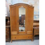 OAK MIRROR FRONTED SINGLE DOOR WARDROBE WITH DRAWER BELOW