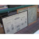 FRAMED MARITIME DISCOVERIES MAP PLUS STEAMSHIP RELATED PRINT