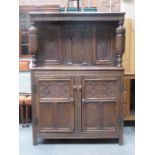 19th CENTURY CARVED FRONTED COURT CUPBOARD