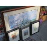 PARCEL OF FRAMED MILITARY PRINTS AND NEIL CAWTHORNE PENCIL SIGNED PRINT OF HRH PRINCE OF WALES