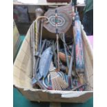 PARCEL OF TRIBAL ITEMS INCLUDING DESK STANDS, HATS,