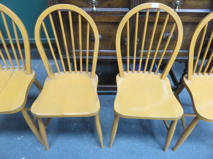 SET OF FOUR PAINTED ERCOL CHAIRS