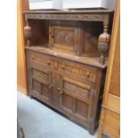 CARVED FRONTED 20th CENTURY OAK COURT CUPBOARD
