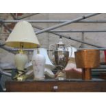 FOUR VARIOUS TABLE LAMPS WITH SHADES