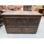18th/19th CENTURY HEAVILY CARVED AND PANELLED COFFER
