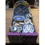 VARIOUS BLUE AND WHITE CHINA PLUS OTHER CERAMICS