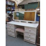 20th CENTURY MIRROR BACKED DRESSING TABLE AND STOOL