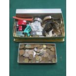 MIXED LOT OF COINAGE, BANK NOTES,