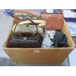 PARCEL OF VARIOUS VINTAGE CLOTHING INCLUDING HANDBAGS, HATS,