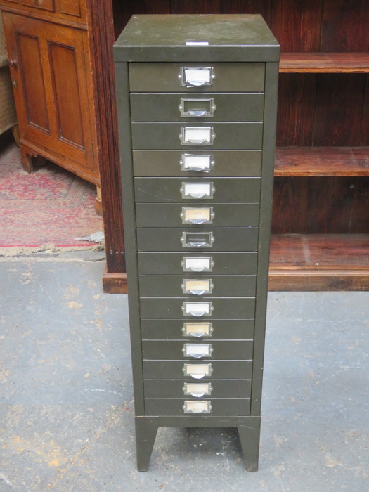 NARROW FIFTEEN DRAWER FILING CABINET