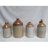 FOUR VARIOUS STONEWARE FLAGONS