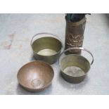 TWO BRASS JAM PANS,